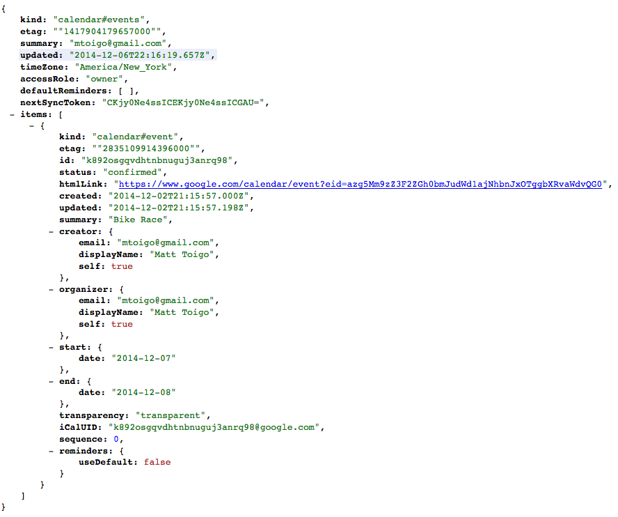 matt.toigo Pulling Google Calendar Events with Node.js